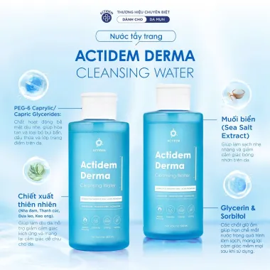 Tẩy trang Actidem Derma Cleansing Water cho da mụn, nhạy cảm 500ml