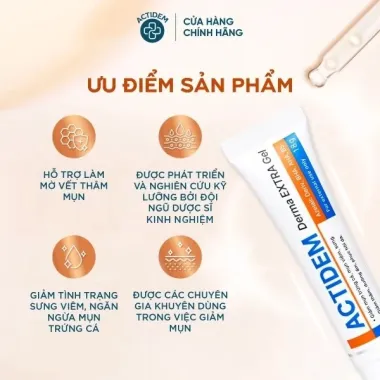 Gel giảm mụn mờ thâm Actidem Derma Extra Gel 18gram