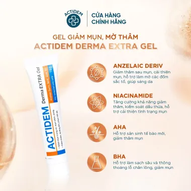 Gel giảm mụn mờ thâm Actidem Derma Extra Gel 18gram